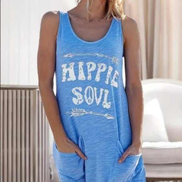 Dresses & Skirts - NWOT Tank dress with Arrow & Heart Letter Hippie Soul casual chic fun beach
